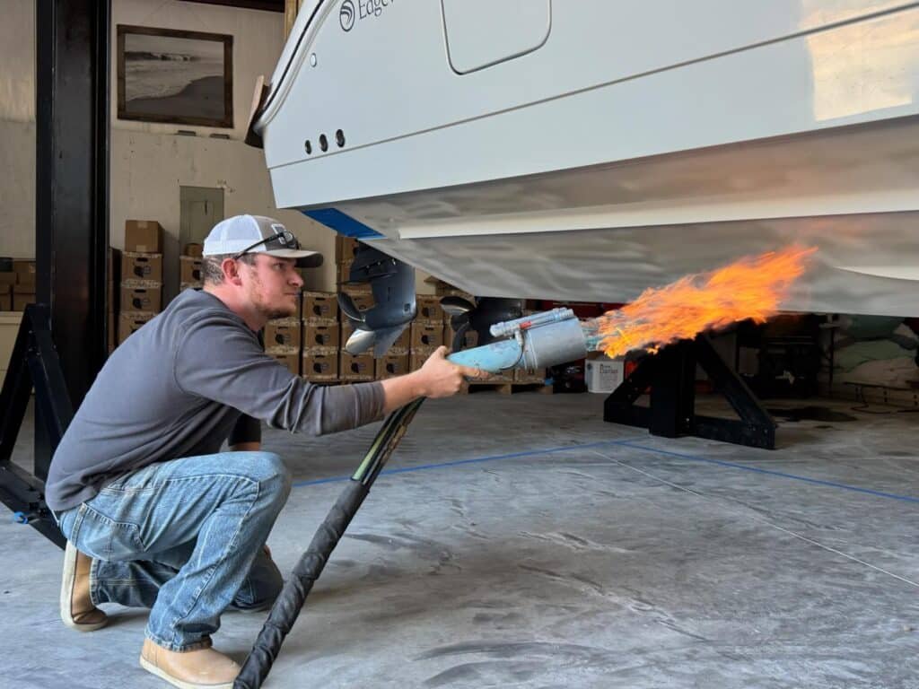 Applying marine ceramic coating on boat hull
