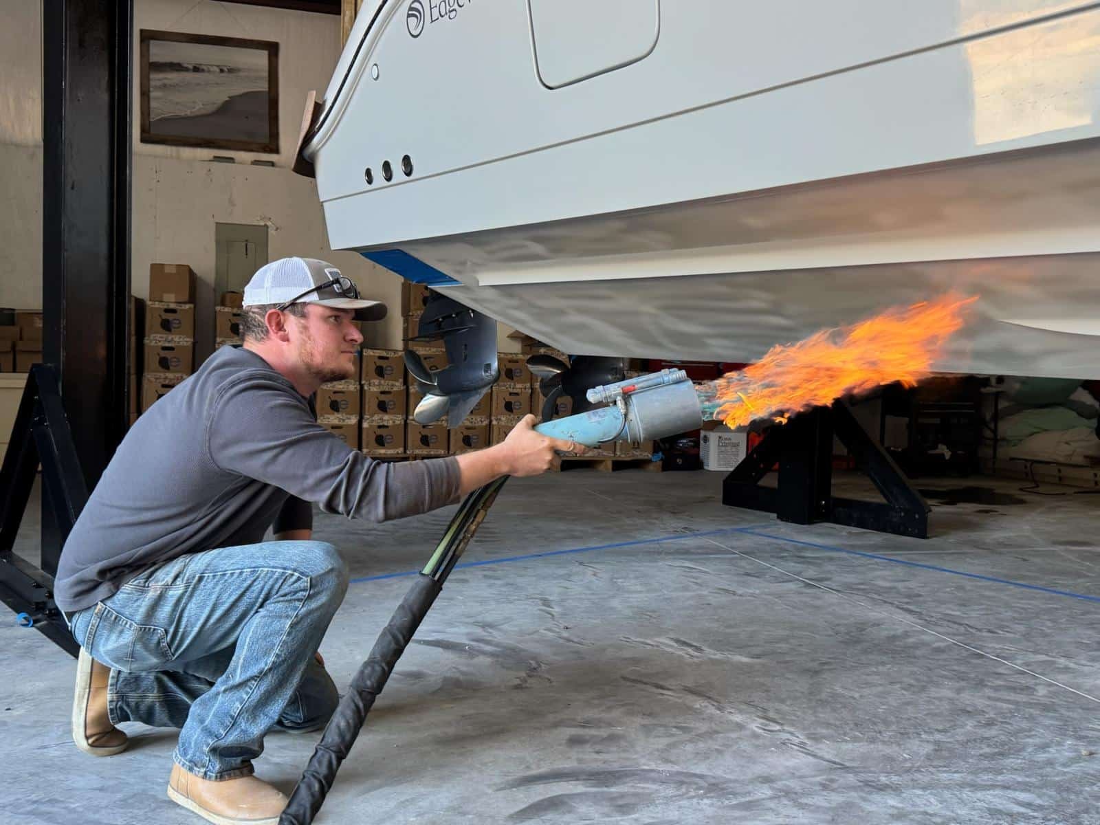 Applying marine ceramic coating on boat hull